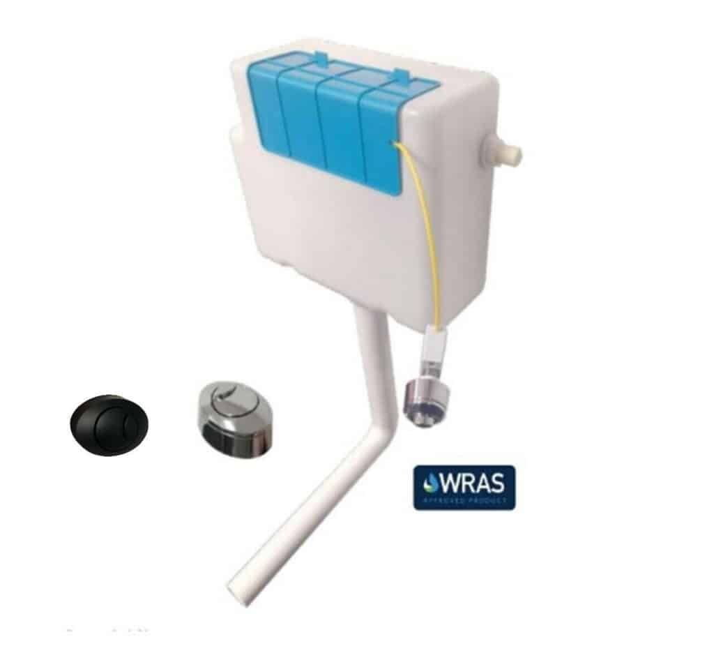 WRAS Dual Flush Concealed Cistern Air Gap-Black Button