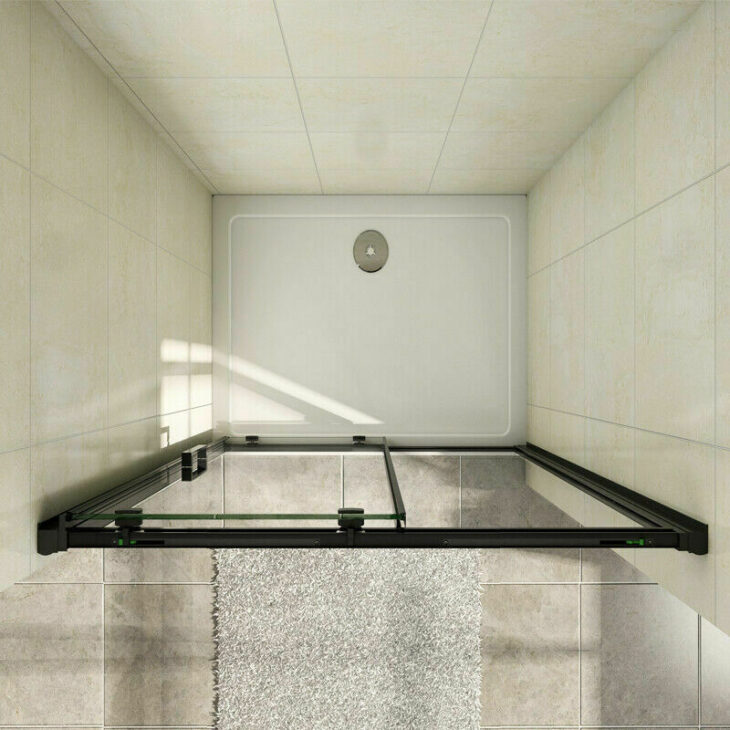 Sabine Mono Sliding Shower Door Various Sizes - Matt Black - Image 3