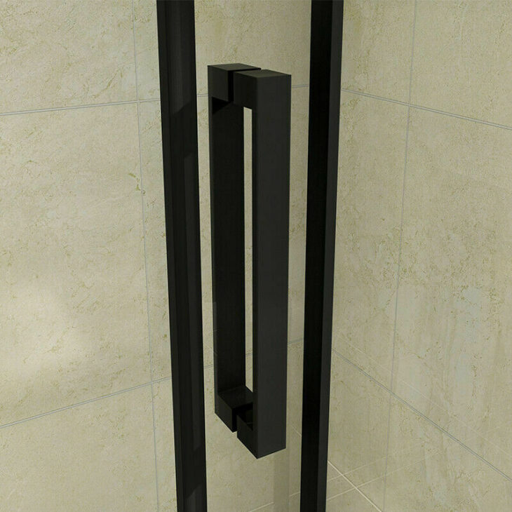 Sabine Mono Sliding Shower Door Various Sizes - Matt Black - Image 4