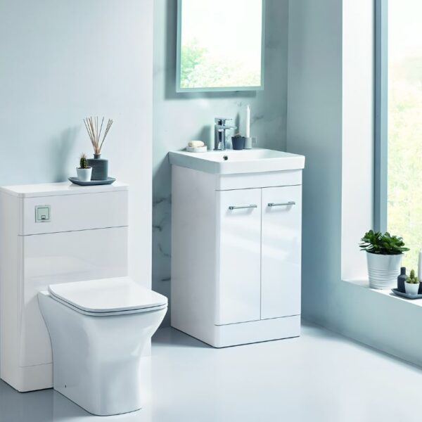 Tossina 500mm Floorstanding Vanity Unit & Basin – White Gloss - Image 2
