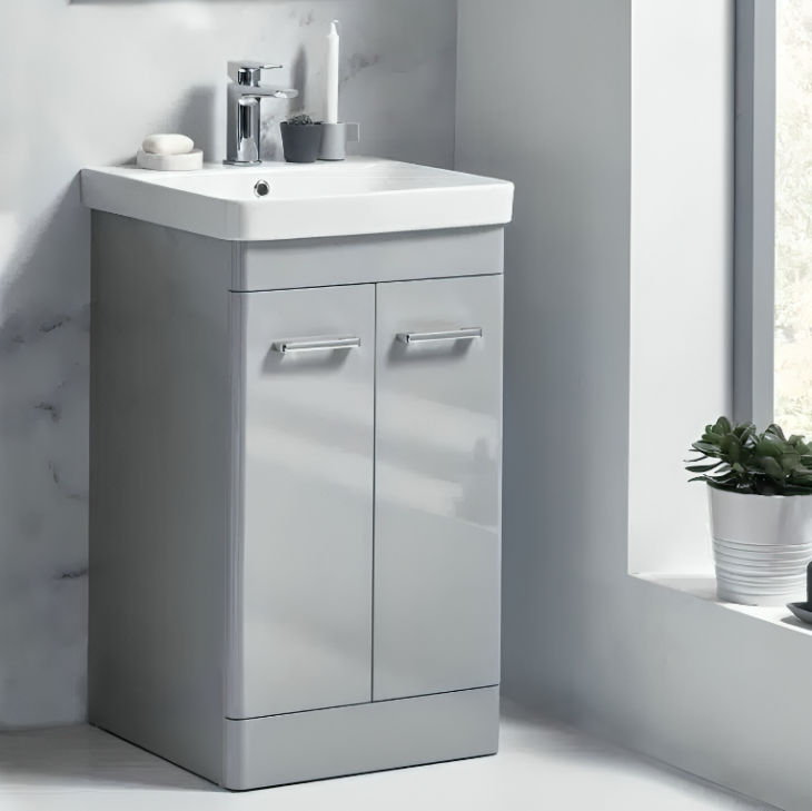 Tossina 500mm Floorstanding Vanity Unit & Basin – Pebble Grey - Image 3