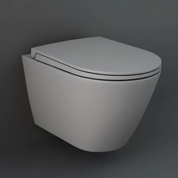 RAK Feeling Wall Hung Rimless Pan with Soft Close Seat - Matt Grey