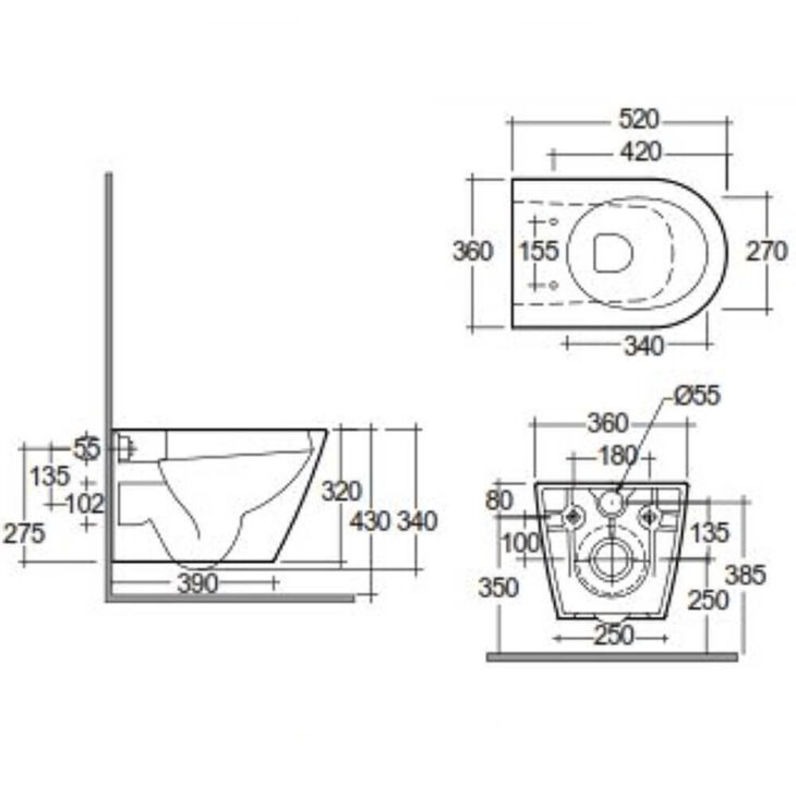 RAK Feeling Wall Hung Rimless Pan with Soft Close Seat - Matt Grey - Image 4