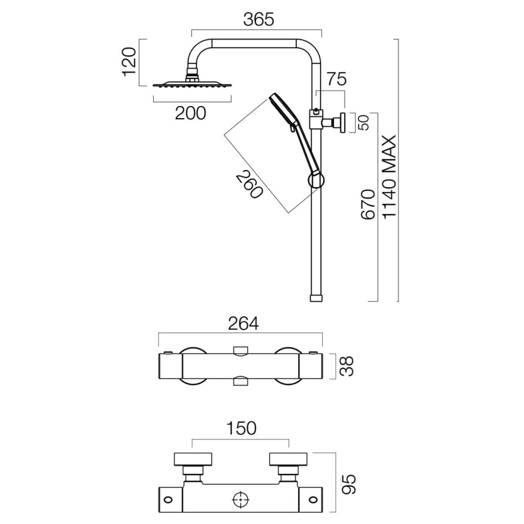 Tavistock Merit Dual Function Bar Valve With Shower Head & Handset - Image 4