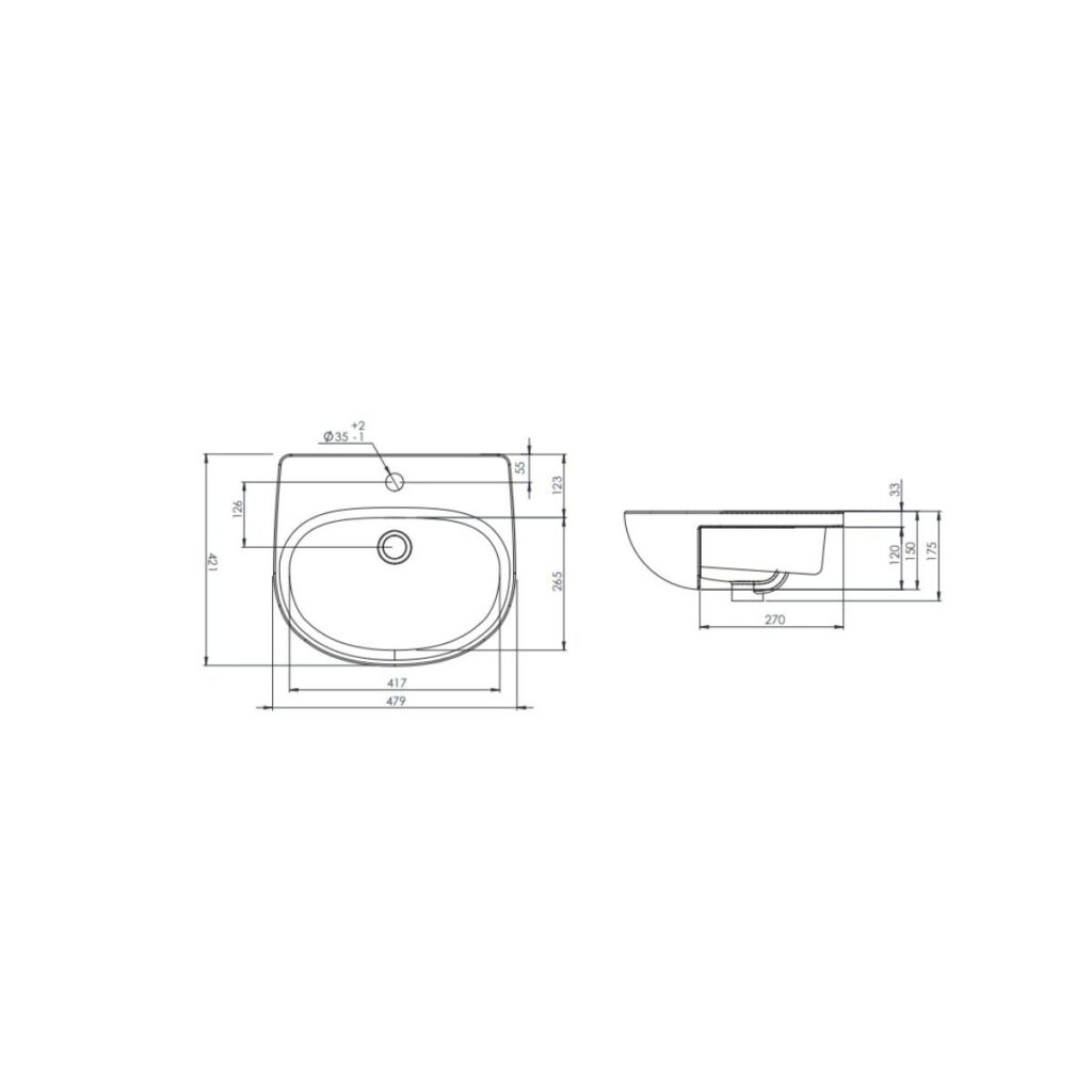 Tavistock Loft 475mm Standard Depth Semi-Countertop Basin - Image 4