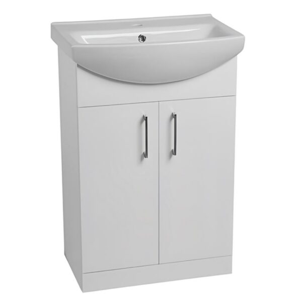 Tavistock Opal 600mm Freestanding Vanity Unit & Basin - Gloss White