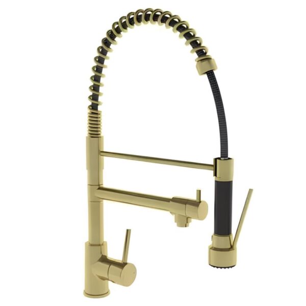 Ellsi Biella Pull Out Rinse Spray Kitchen Mixer Tap - Gold