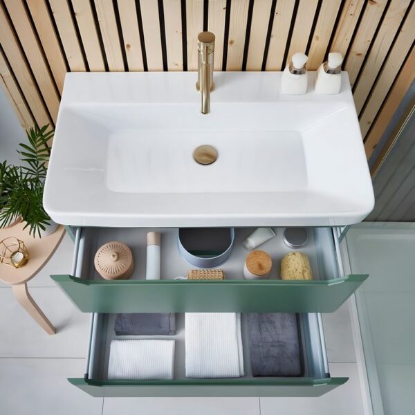 Sognare Biella Matt 600mm Floor Standing Vanity Unit - Sage Green - Image 2