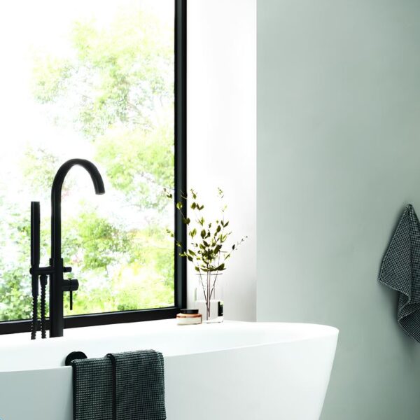Alvoro Harrow Freestanding Bath Shower Mixer Tap - Matt Black - Image 2