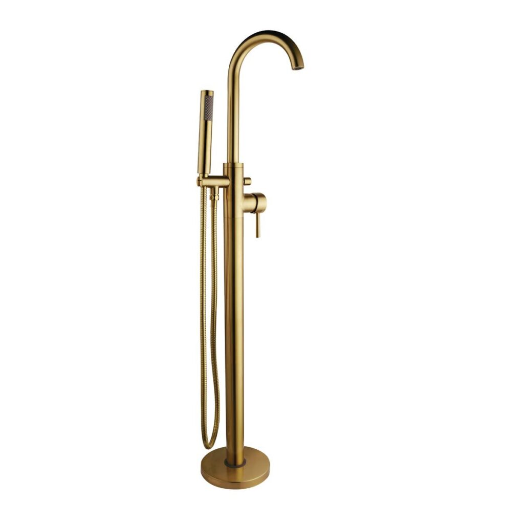 Alvoro Harrow Freestanding Bath Shower Mixer Tap - Brushed Brass