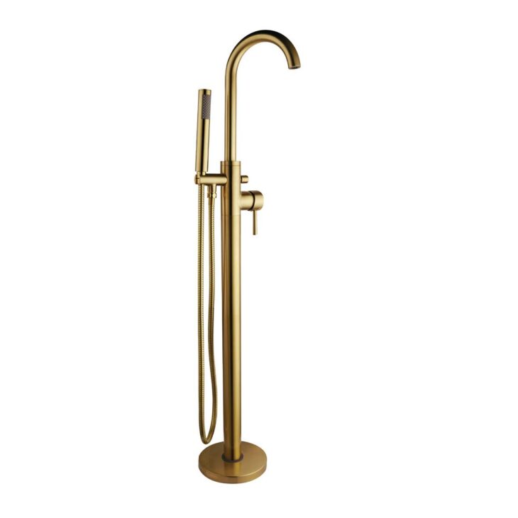 Alvoro Harrow Freestanding Bath Shower Mixer Tap - Brushed Brass
