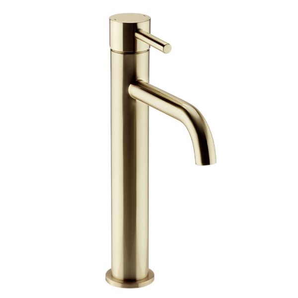 K-vit Hi Rise Mono Basin Mixer - Brushed Brass