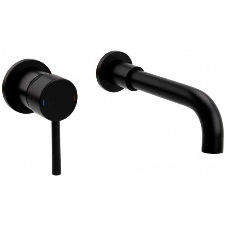 Round Wall Mounted Basin Mixer Tap - Matt Black