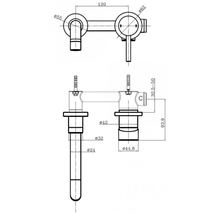 Round Wall Mounted Basin Mixer Tap - Matt Black - Image 3