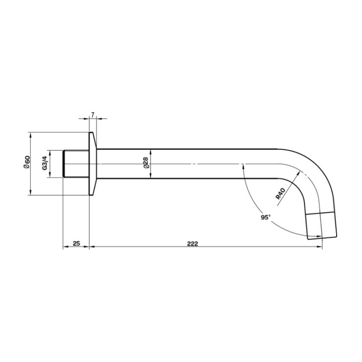 Wall Mounted Bath Spout - Matt Black - Image 2