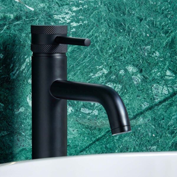 Core Tall Round Mono Basin Mixer Tap & Screw Head - Matt Black - Image 3
