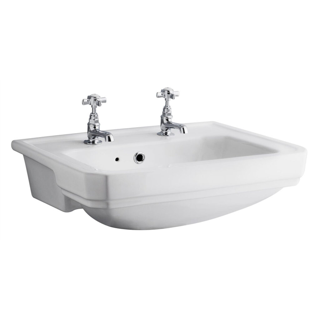 560mm Semi Recessed Traditional Basin (2 Tap Hole) NCS808