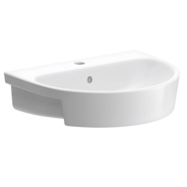 Cilantro Semi-Recessed Basin 555mm Wide - 1 Tap Hole - Image 2