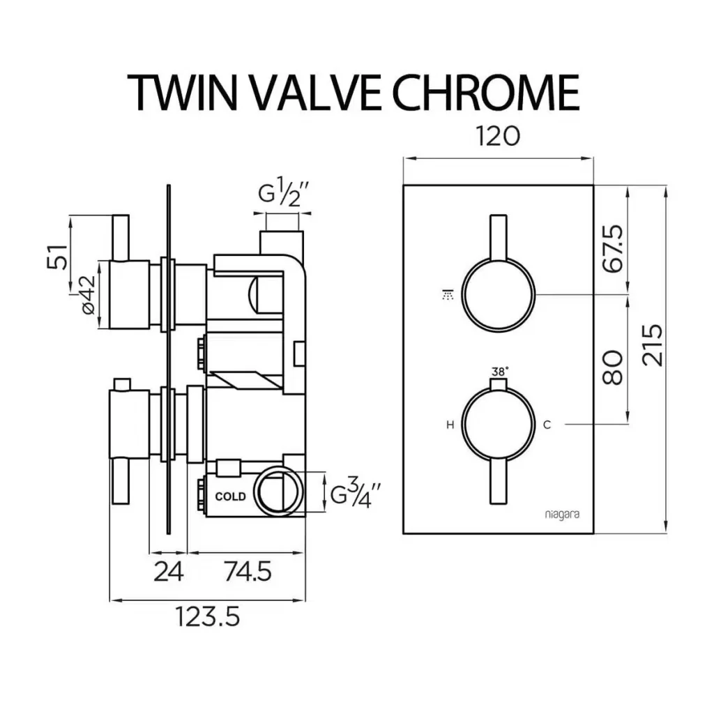 Brushed Brass Concealed Valve Package – Round - Image 2
