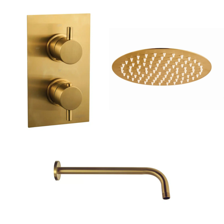 Brushed Brass Concealed Valve Package – Round