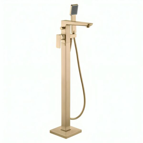 Floor Standing Bath Shower Mixer - Brushed Brass