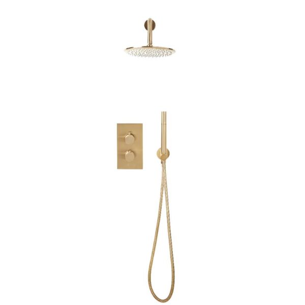 Core Brushed Brass Round Concealed Shower Kit
