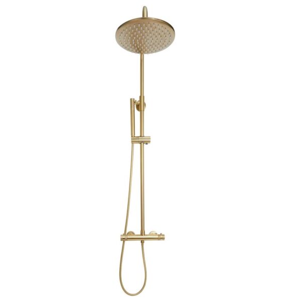 Core Brushed Brass Round Rigid Riser Shower