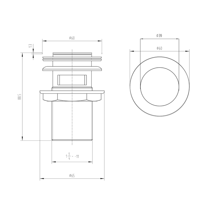 Brushed Brass Slotted Clicker Basin Waste - Image 2