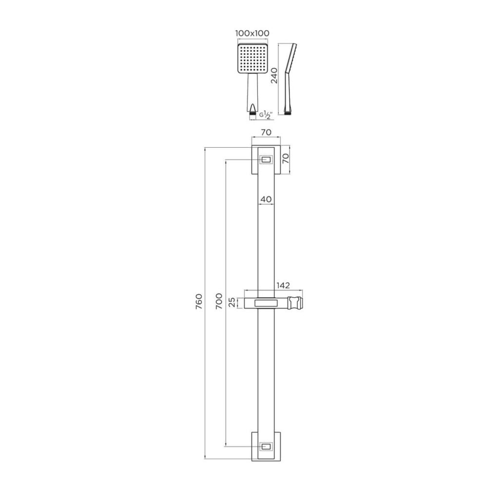 Niagara Observa Deluxe Square Slide Rail Kit - Brushed Brass - Image 2