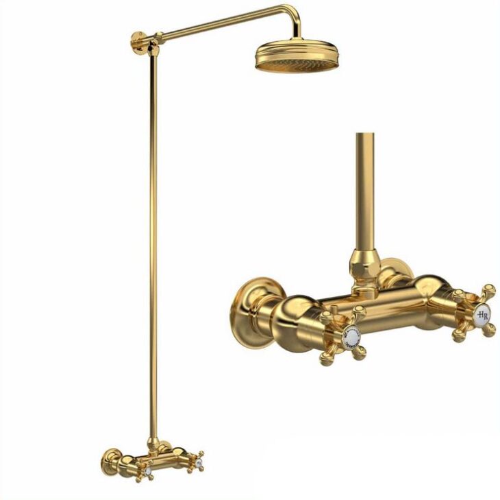 Brushed Brass Traditional Thermostatic Shower Valve