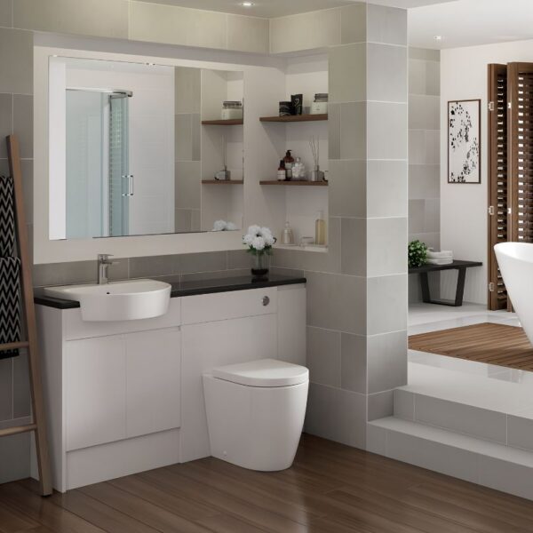 Cilantro Semi-Recessed Basin 555mm Wide - 1 Tap Hole - Image 3