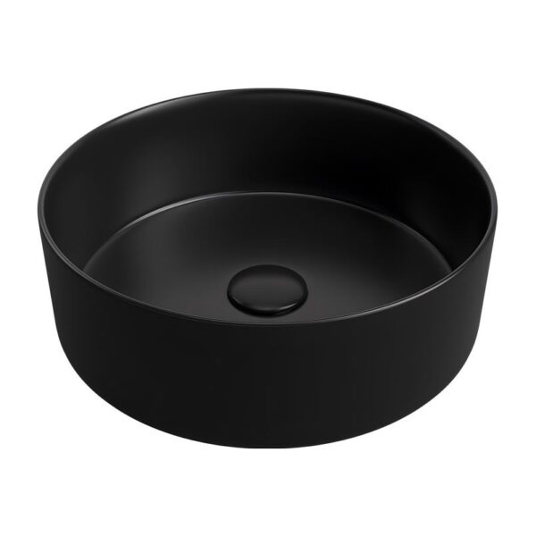 Luxley 355mm Ceramic Round Washbowl Basin & Waste Matt Black