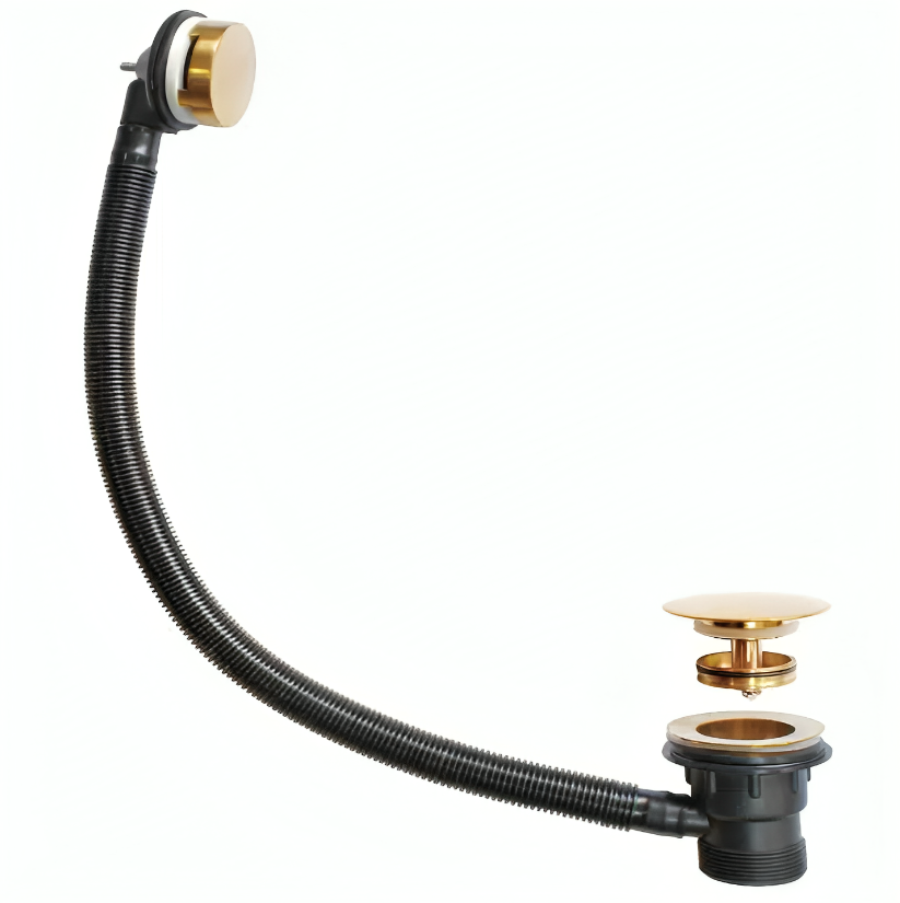 Brushed Brass Push Button Bath Waste & Overflow