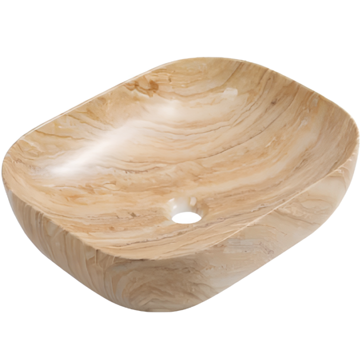 Eternia 500mm Rectangular Countertop Basin Brown Marble