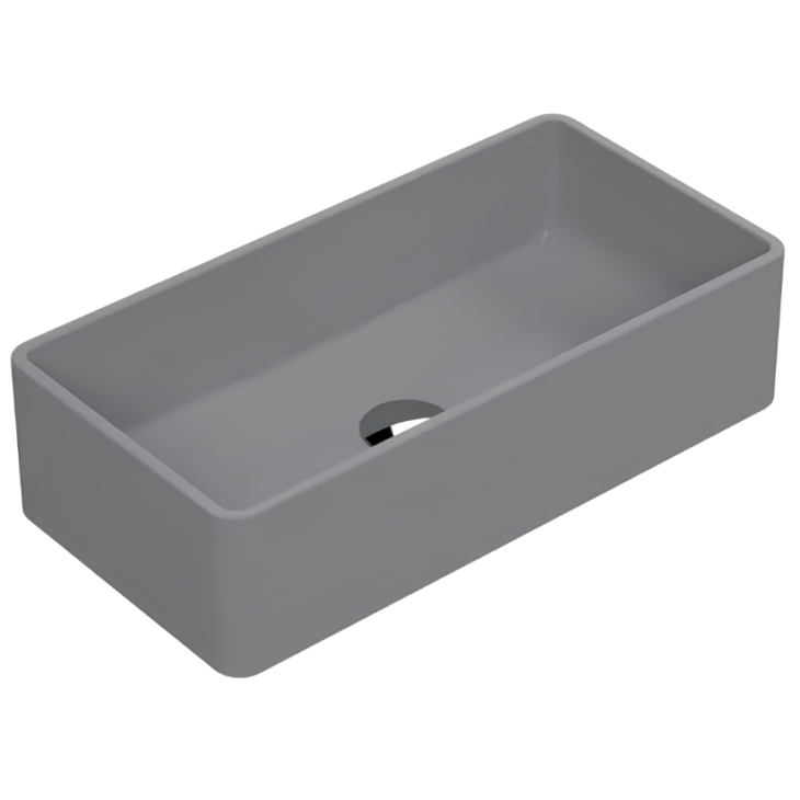 Nuie Vessels Matt Grey Rectangular Countertop Basin 465mm