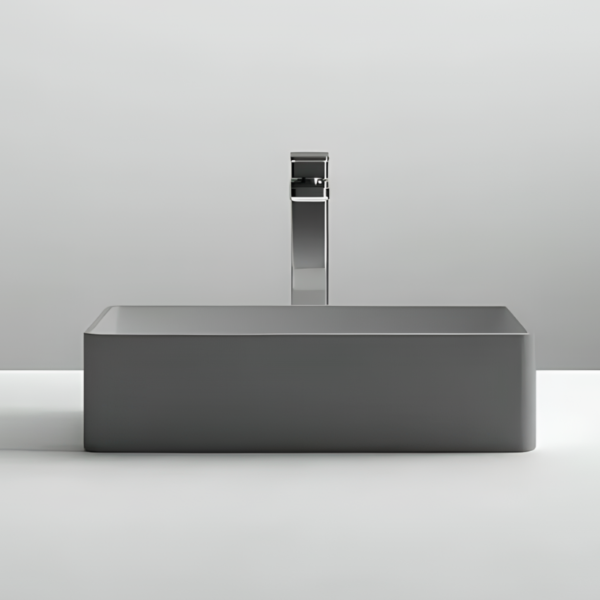 Nuie Vessels Matt Grey Rectangular Countertop Basin 465mm - Image 2