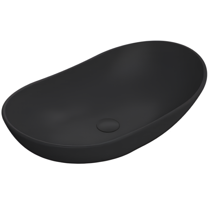 Nuie Round 615mm Countertop Vessel Basin Matt Black