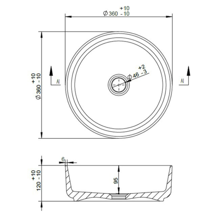 Marble Effect Ceramic Countertop Basin & Waste 355mm - Image 2