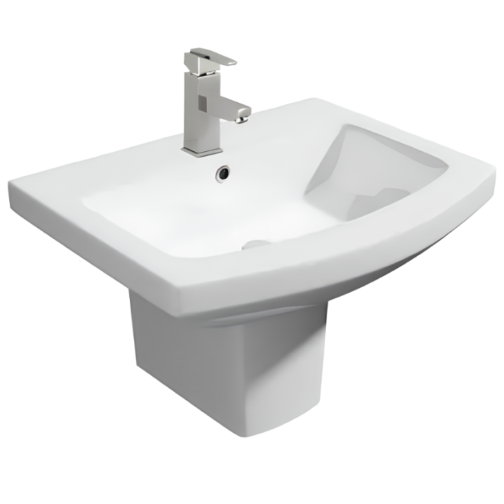 Kartell Trim 550mm 1 Tap Hole Basin & Semi Pedestal