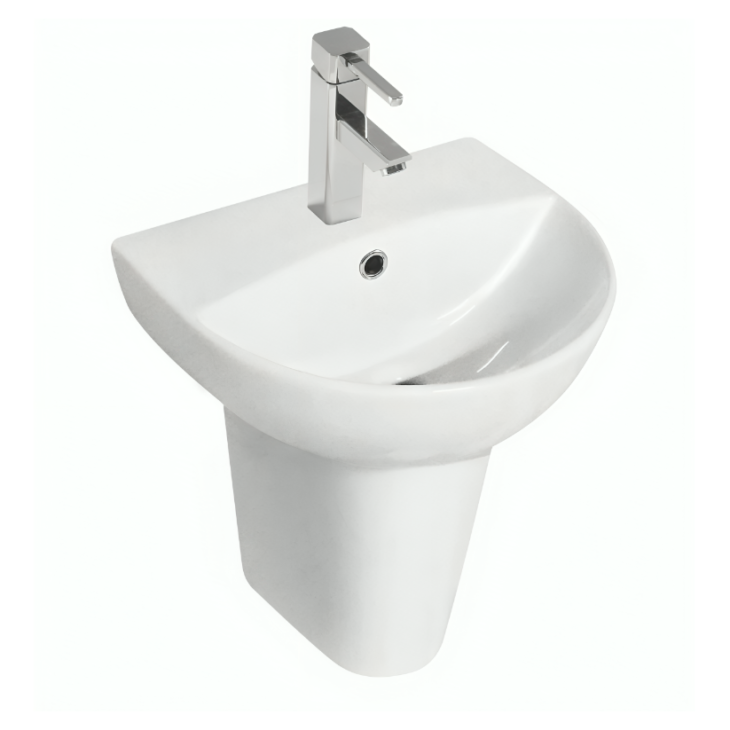 Kartell Kameo Slim Basin with Semi Pedestal 1 Tap Hole - Various Sizes - 550mm