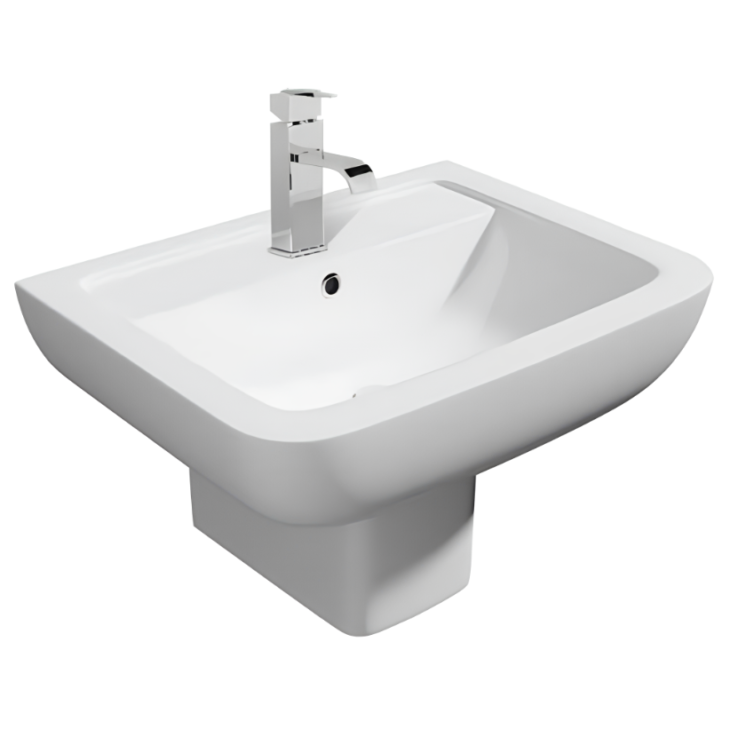 Kartell Options 600 550mm One Tap Hole Basin and Semi Pedestal