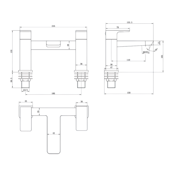 Synergy Studio D Bath Filler - Brushed Brass - Image 2