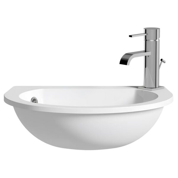 Space Saving Semi-Recessed Basin 490mm Wide - 1 Tap Hole