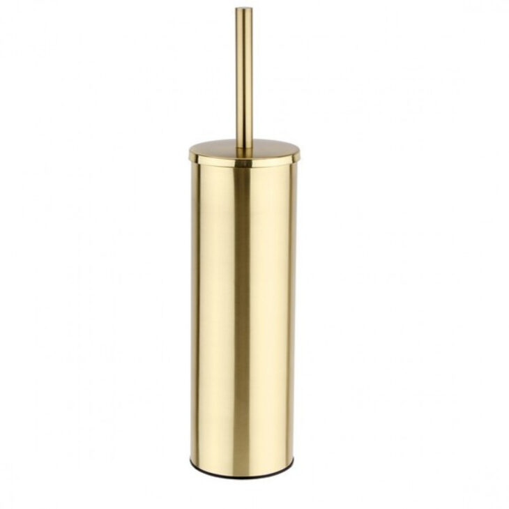 Wall Mounted Toilet Brush & Holder Brushed Brass