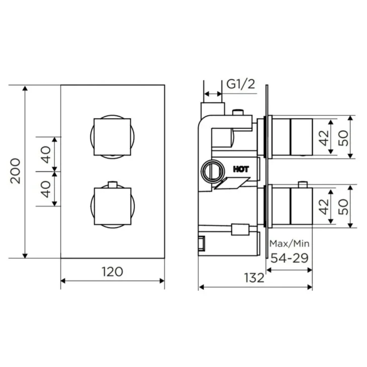 Brushed Brass Concealed Valve Package - Square - Image 4