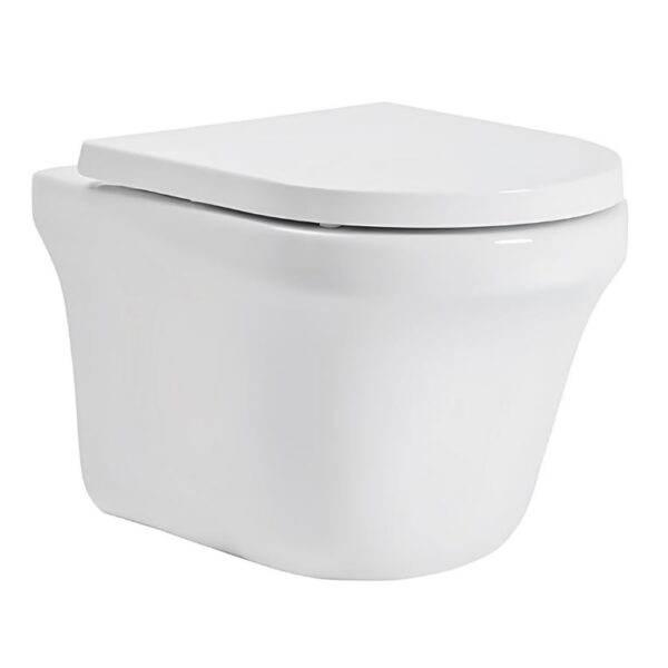Aerial 495mm Comfort Height White Wall Hung Toilet With Soft Close Seat