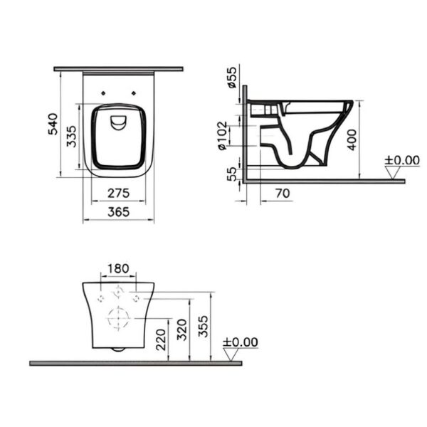 Kartell Eklipse Square Wall hung Rimless Toilet & Soft Close Seat - Image 2