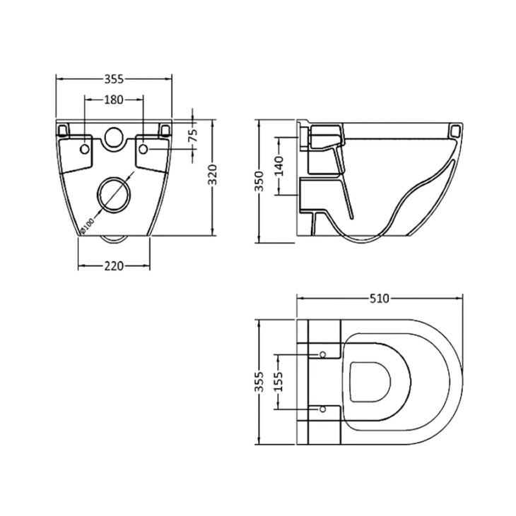 Nuie Provost White Round Wall Hung Pan & Soft Close Seat - Image 3