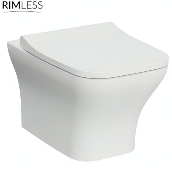 Kartell Eklipse Square Wall hung Rimless Toilet & Soft Close Seat