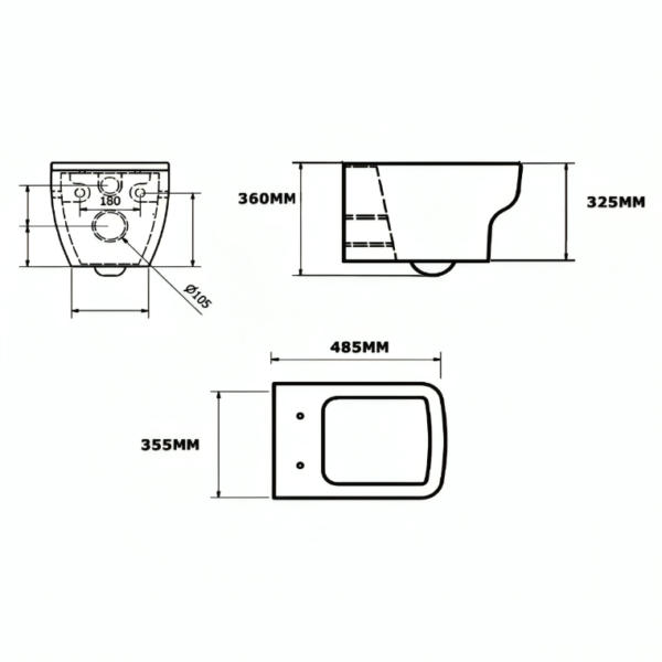 KVIT Options 600 Wall Hung WC & Soft Close Seat - Image 2